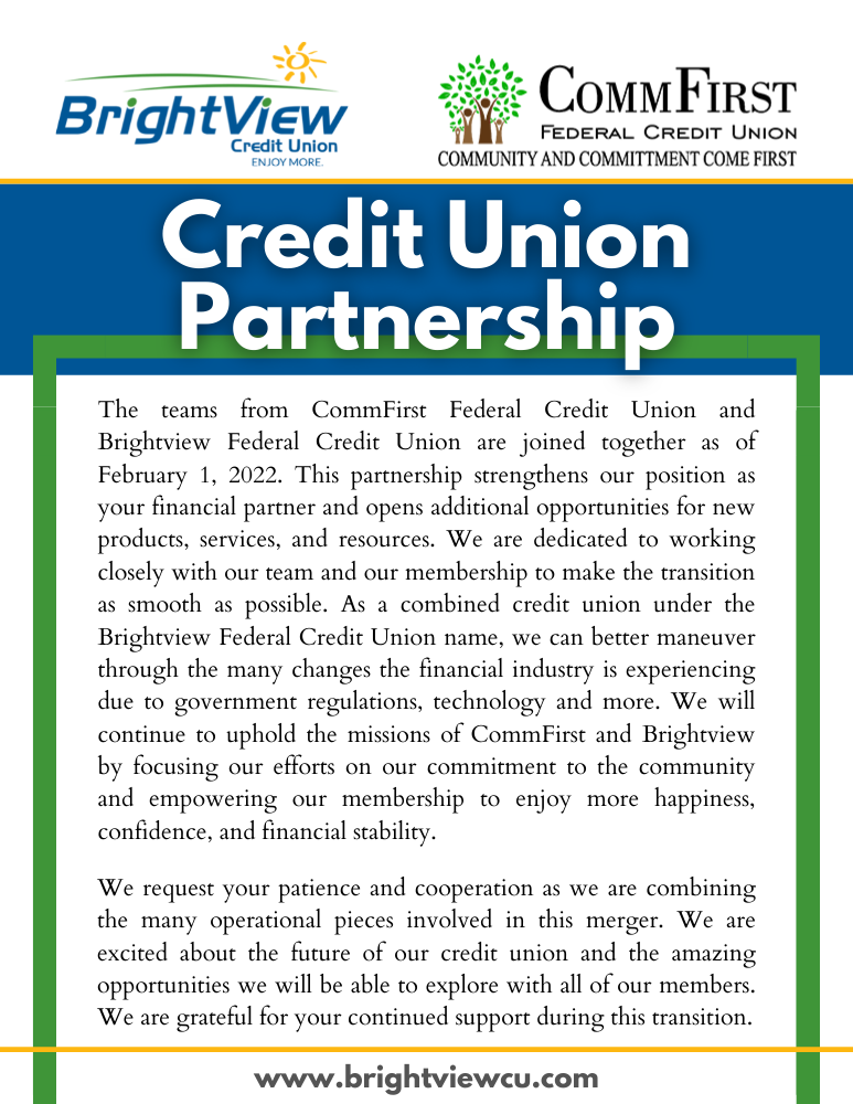 Brightview Federal Credit Union / CommFirst FCU 01